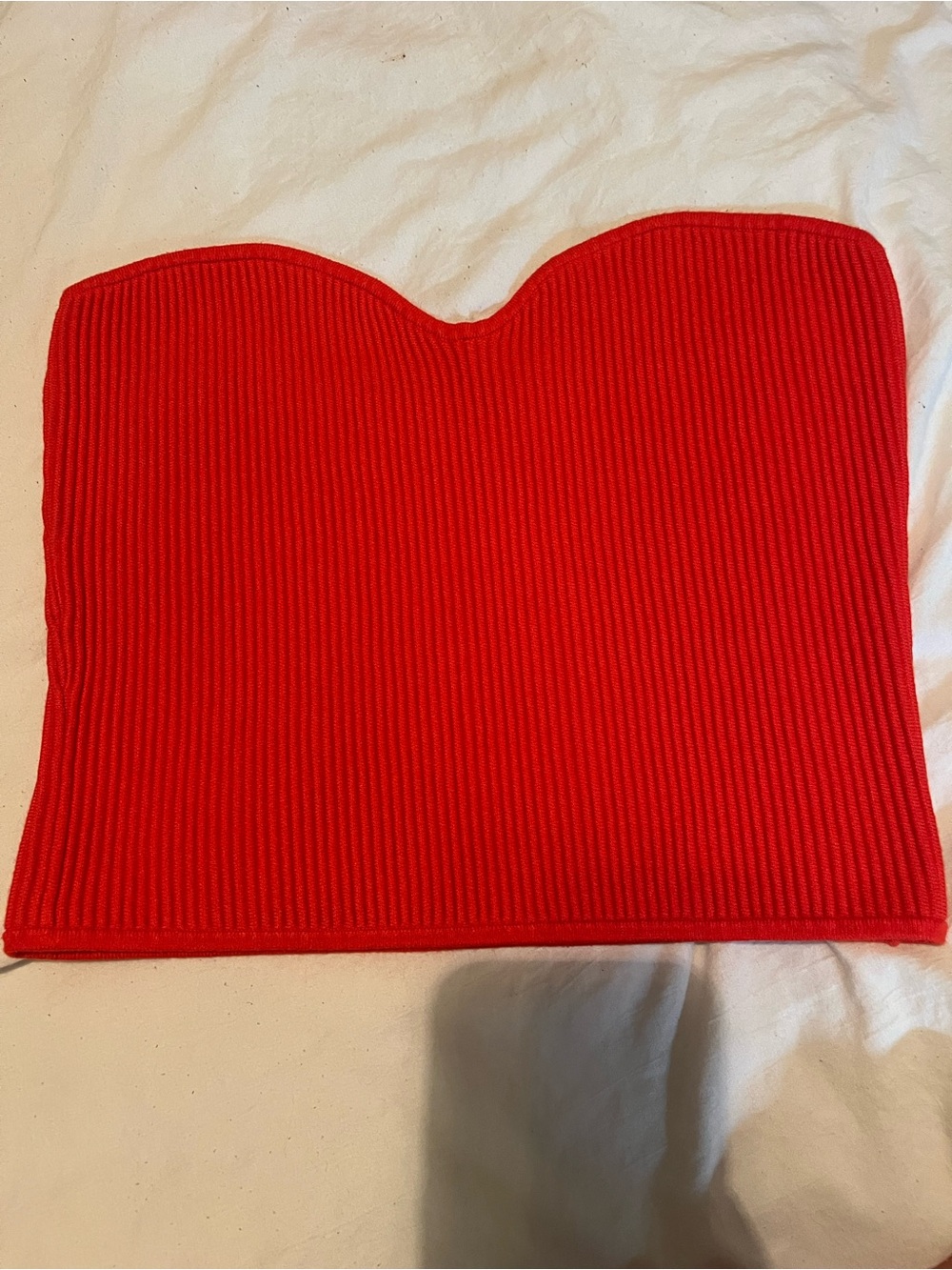 H&M Red Ribbed Strapless Crop Top